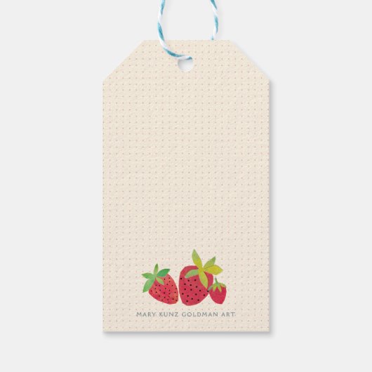 Retro  Aardbei Schattige Dotted Dank u Cadeaulabel (Achterkant)