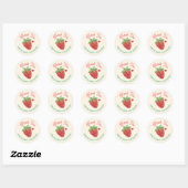 Retro Aardbei Schattige Dotted Dank u Ronde Sticker (Vel)