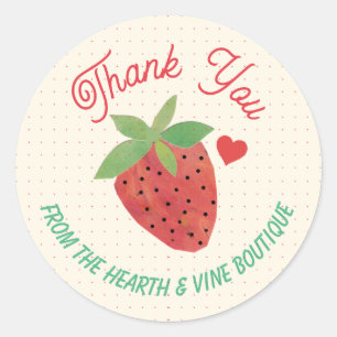 Retro  Aardbei Schattige Dotted Dank u Ronde Sticker