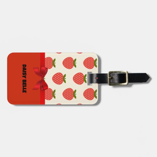 Retro aardbeien Bagagelabel (Voorkant horizontaal)
