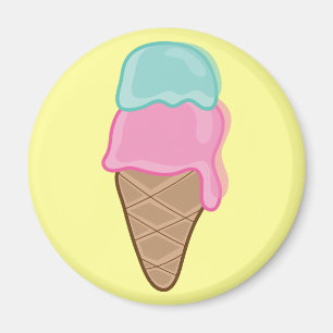 Retro aardbeien en Mint Ice Cream Party Magnet