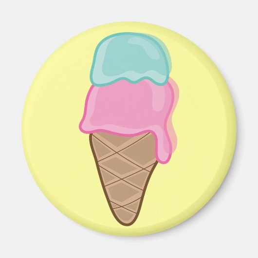 Retro aardbeien en Mint Ice Cream Party Magnet (Voorkant)