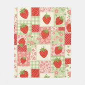 Retro Aardbeien Picknick Patchwork Patroon Fleece Deken (Voorkant)