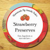 Retro Aardbeienconserven of bakken Ronde Sticker