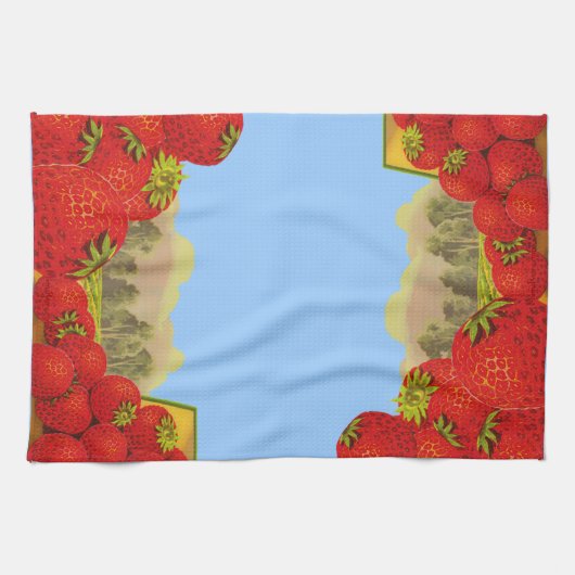 Retro aardbery Crate Art Kitchen Towel Theedoek (Horizontaal)