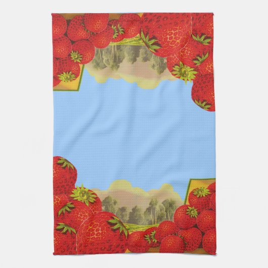 Retro aardbery Crate Art Kitchen Towel Theedoek (Verticaal)