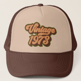 Retro aardetinten vintage 1973 Truckerhoed Trucker Pet