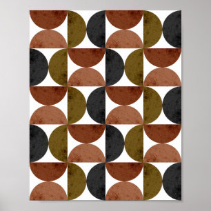 Retro Aardetoon Geometrische Halve Maan Poster