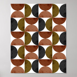 Retro Aardetoon Geometrische Halve Maan Poster