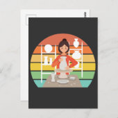 Retro Aardewerk Vrouw Keramische Oven Briefkaart (Voorkant / Achterkant)