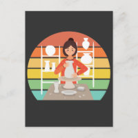 Retro Aardewerk Vrouw Keramische Oven