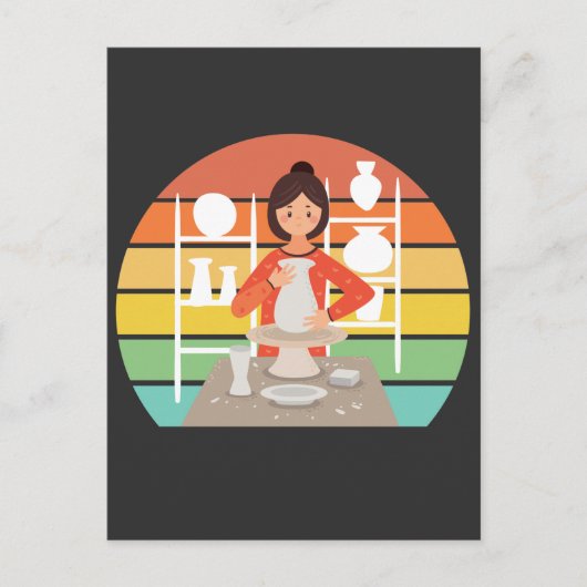 Retro Aardewerk Vrouw Keramische Oven Briefkaart (Voorkant)