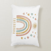 Retro aardse kleuren waterverf regenboog en zon  accent kussen (Achterkant (Verticaal))