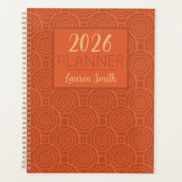 Retro Aardse Oranje Mandala Patroon Planner