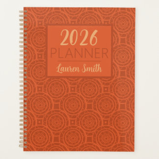 Retro Aardse Oranje Mandala Patroon Planner