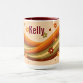 Retro Aardse Regenboog & Bloemen Aangepaste Naam Mok (Midden)