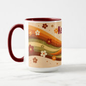 Retro Aardse Regenboog & Bloemen Aangepaste Naam Mok (Links)