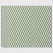 Retro Aardse Sage Groene Tonal Checkerboard Patroo Cadeaupapier (Vlak)