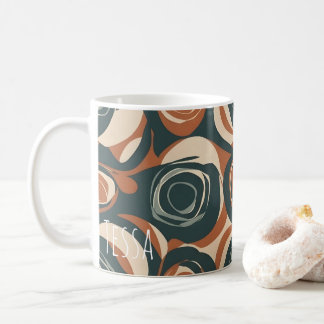 Retro Aardse Wervelpatroon Mid-Century Modern Koffiemok
