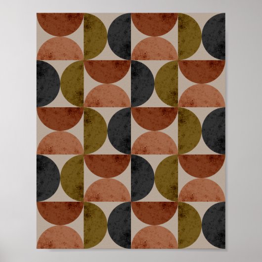 Retro Aardtint Geometrische Halve Maan Poster (Voorkant)