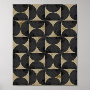 Retro Aardtint Geometrische Halve Maan Poster