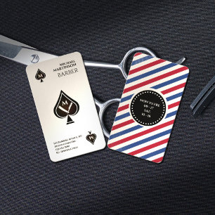 Retro  aas van schoppen kapperszaak visitekaartje