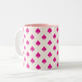 Retro Aas van Schoppen Patroon Roze Fancy Tweekleurige Koffiemok (Voorkant links)