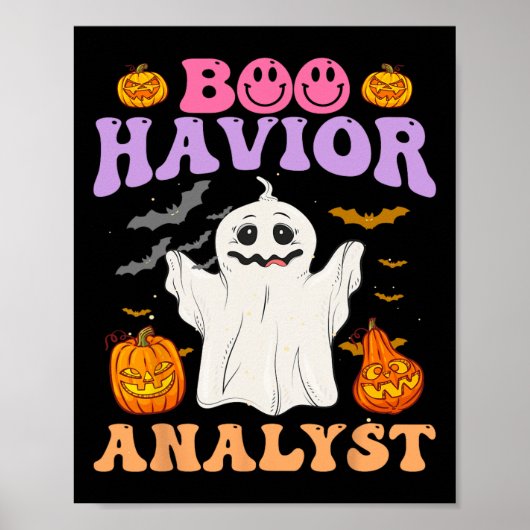 Retro Aba Therapeut BCBA Halloween Ghost Boo Havio Poster (Voorkant)