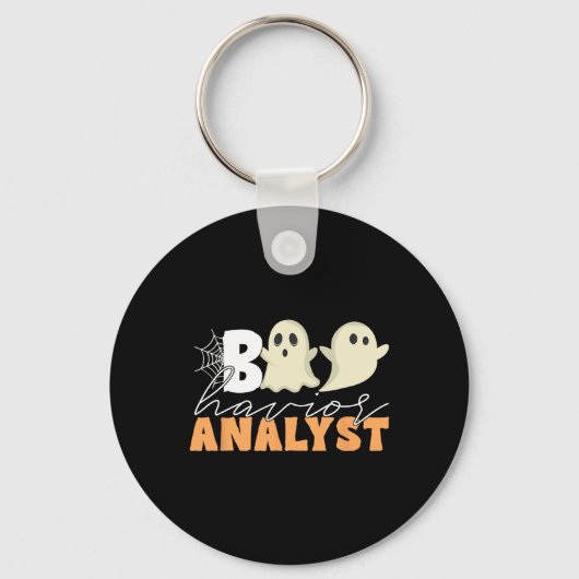 Retro Aba Therapeut BCBA Halloween Ghost Boo Havio Sleutelhanger (Voorkant)