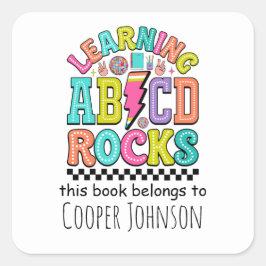 Retro abc dit boek is van kids ex libris vierkante sticker