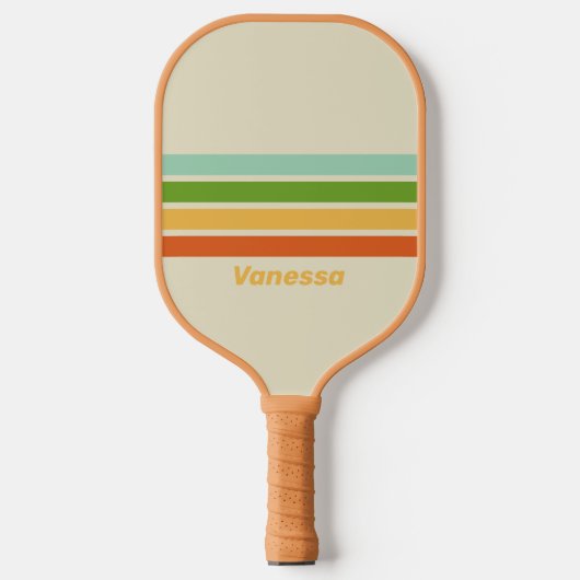 Retro ABC Straat Dwars Strepen met Naam Pickleball Paddle (Voorkant)