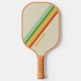 Retro ABC Straat Gestreept met Naam Pickleball Paddle