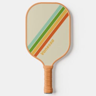 Retro ABC Straat Gestreept met Naam Pickleball Paddle