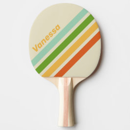 Retro ABC Straat Schuine Strepen met Naam Tafeltennisbatje