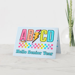 Retro ABCD Alfabet Bliksemflits Terug naar School Kaart