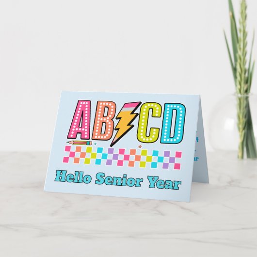 Retro ABCD Alfabet Bliksemflits Terug naar School Kaart (Voorkant)