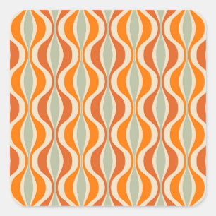 Retro Abstract: 50s-60s Naadloze Stijl Vierkante Sticker