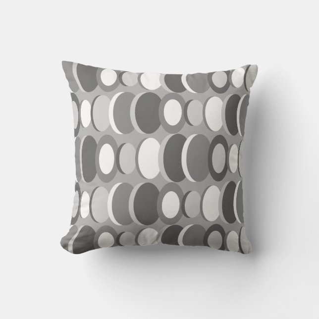 Retro Abstract Art Circles Grijs Kussen (Voorkant)