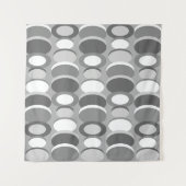 Retro Abstract Art Circles Grijs Wandkleed (Voorkant (horizontaal))