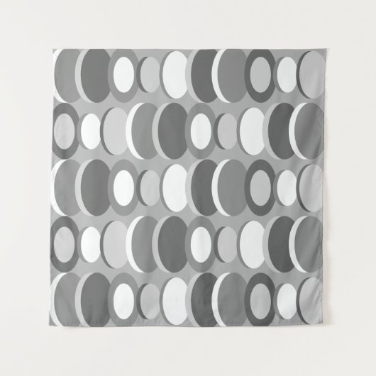 Retro Abstract Art Circles Grijs Wandkleed (Voorkant)