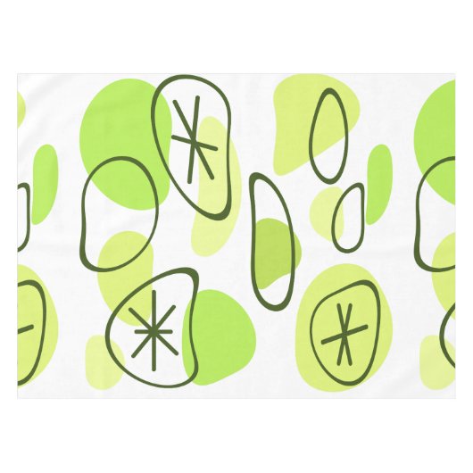 Retro Abstract Art Rocks Chartreuse Tafelkleed (Voorkant (Horizontaal))