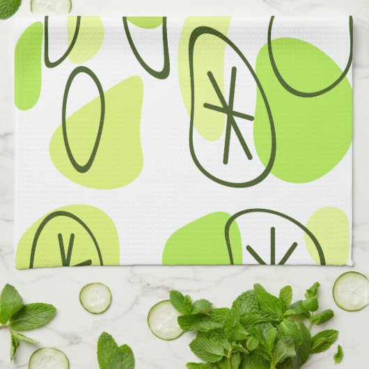 Retro Abstract Art Rocks Chartreuse Theedoek (Gevouwen)