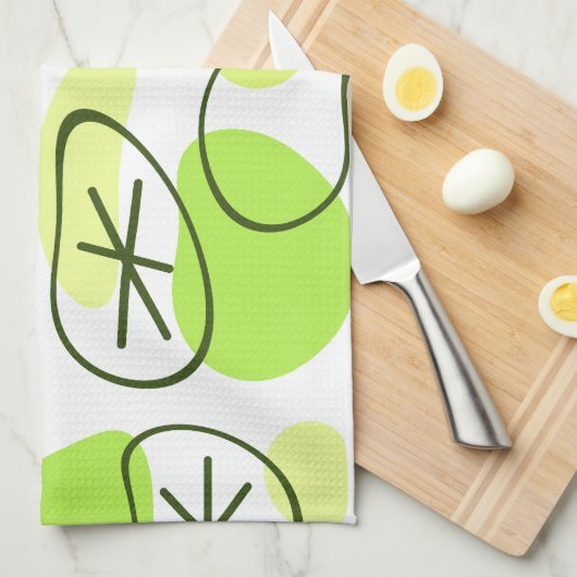 Retro Abstract Art Rocks Chartreuse Theedoek (Quarter Fold)