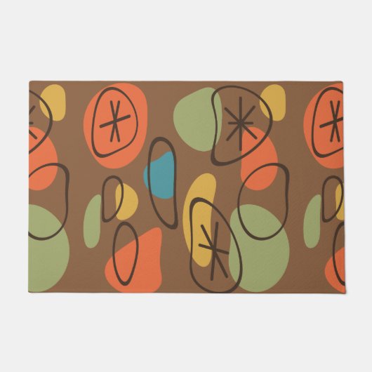 Retro Abstract Art Rocks Veelkleurige Donker Deurmat (Voorkant)