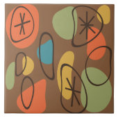 Retro Abstract Art Rocks Veelkleurige Donker Tegeltje (Voorkant)