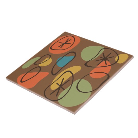 Retro Abstract Art Rocks Veelkleurige Donker Tegeltje (Zijkant)