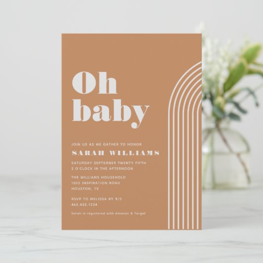 Retro Abstract Baby shower | Uitnodiging (Staand voorkant)
