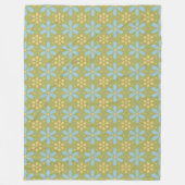 Retro Abstract blauw en Geel Bloemen Patroon Fleece Deken (Voorkant)