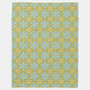Retro Abstract blauw en Geel Bloemen Patroon Fleece Deken