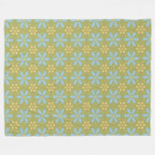 Retro Abstract blauw en Geel Bloemen Patroon Fleece Deken (Voorkant (Horizontaal))